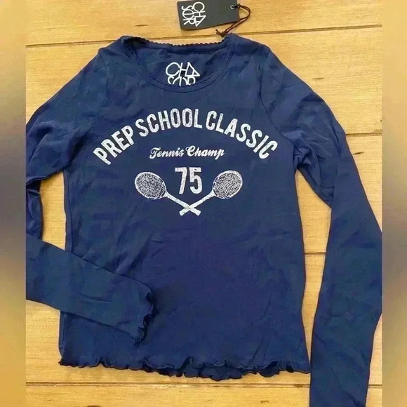 Chaser Womens Long Sleeve Crewneck T-Shirt New Tennis Prep Size‎ small - Picture 1 of 14